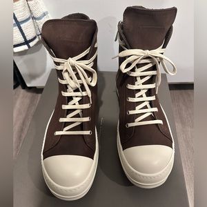 Rick owens Nubuck Bull Leather Ramones High Brown Size 43.5 45